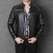 Black slim fit Harley genuine leather men's motorcycle riding jacket