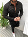 Men's Casual Cardigan Lapel Solid Color Shirt - Magellan Fashion Shop