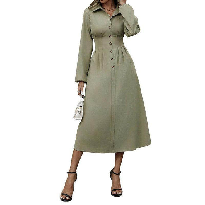 Cardigan Button Lapel Long Sleeve Dress - Magellan Fashion Shop