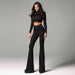 Padded Shoulder Long Sleeve Top High Waist Trousers Suit - Magellan Fashion Shop