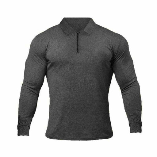Men's fitness sports long-sleeved plain polo shirt for spring and autumn casual wear
