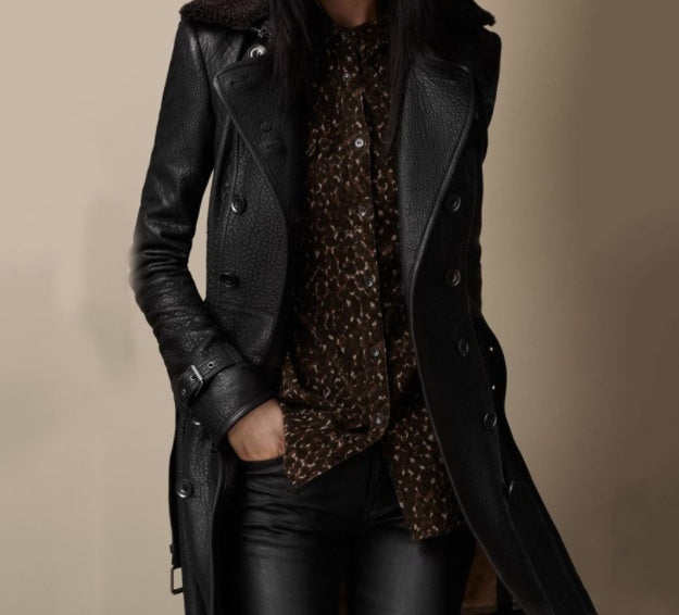 Slim Faux Leather Double Breasted Jacket