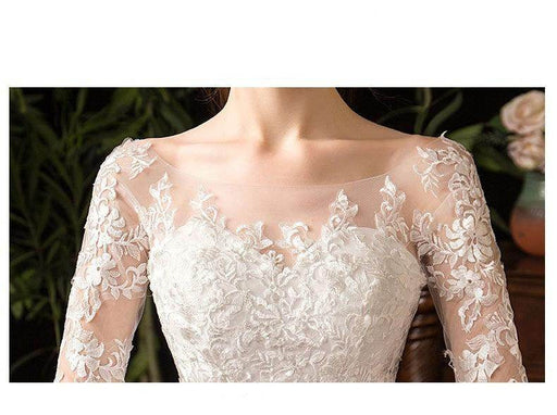 Primary Wedding Dress Long Sleeve French Style - Magellan Fashion Shop