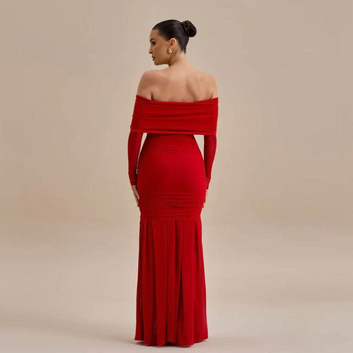 Off-shoulder Pleated Dress - Magellan Fashion Shop