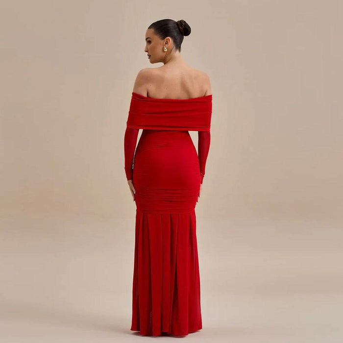 Off-shoulder Pleated Dress - Magellan Fashion Shop