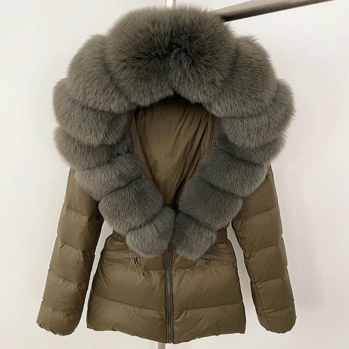 Short Women's Thickened Slim Fit Waist-tight Fur Down Jacket - Magellan Fashion Shop
