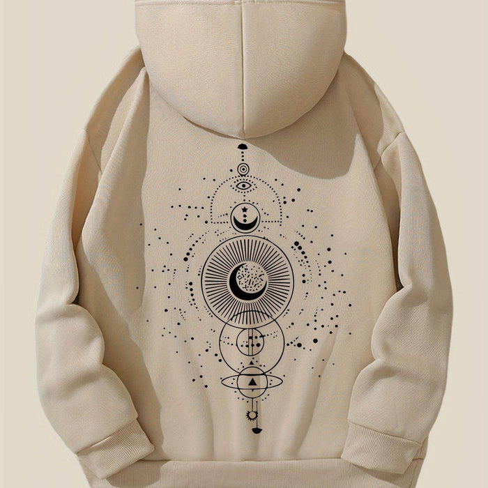 Moon Print Casual Hooded Sweatshirt - Magellan Fashion Shop