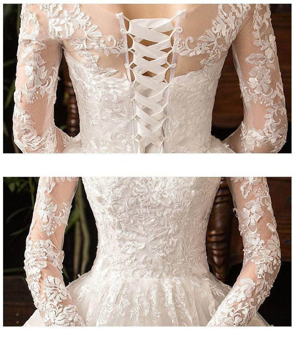 Primary Wedding Dress Long Sleeve French Style - Magellan Fashion Shop