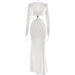 Elegant Deep V Long Sleeve Dress Sexy Cutout - Magellan Fashion Shop
