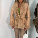 Fashionable Fur Collar Lace-up Waist Leather Coat - Magellan Fashion Shop