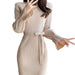 Bell Sleeve Solid Color Knitted Dress Autumn And Winter - Magellan Fashion Shop