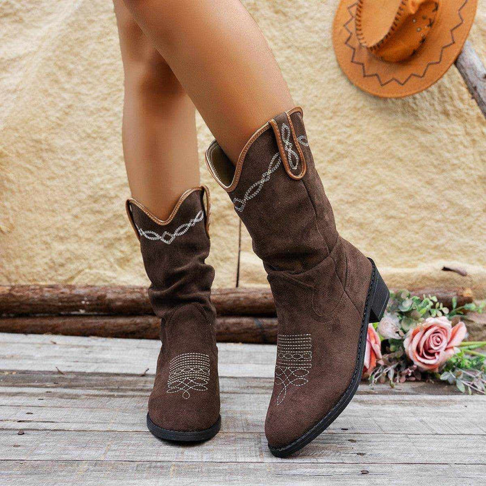 Vintage Embroidery Western Cowboy Boot Women - Magellan Fashion Shop