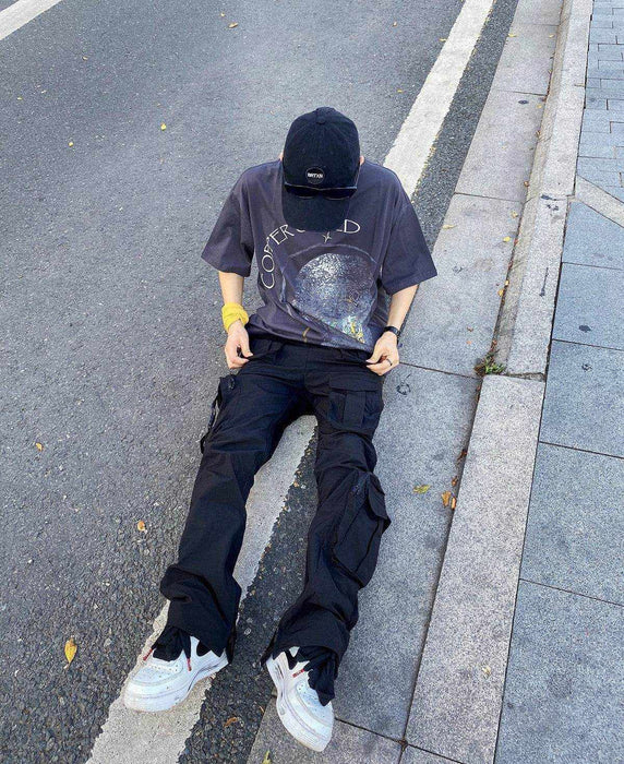 Overalls Trousers Zipper Flared Casual Trousers Ins Pants Men - Magellan Fashion Shop