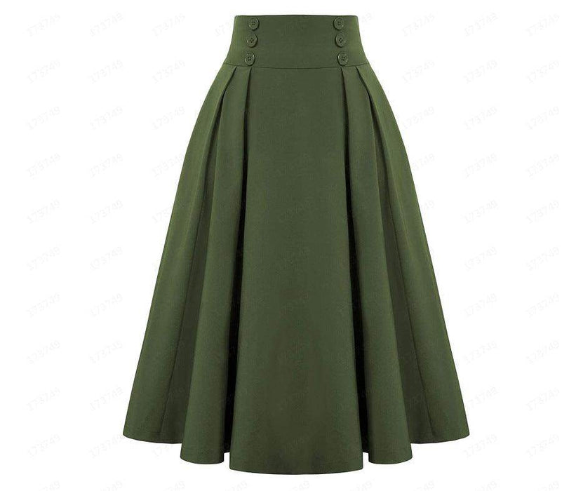 Women's Fashion Casual Skirt With Pockets Retro High Waist Pleated - Magellan Fashion Shop