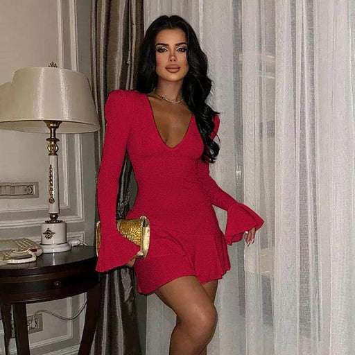 Fashion Flared Sleeves Tight Sexy Hip Skirt - Magellan Fashion Shop