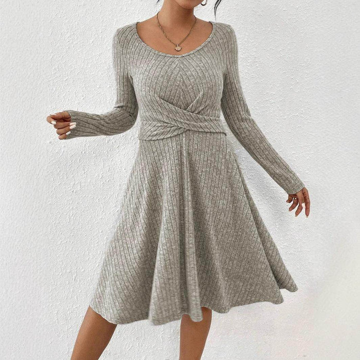 Sunken Stripe Long Sleeve Dress Top For Women - Magellan Fashion Shop