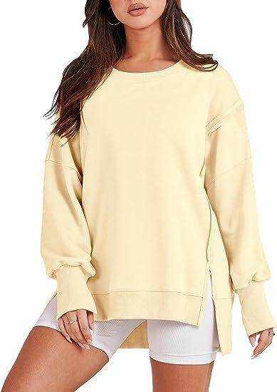Solid Oversized Sweatshirt Crew Neck Long Sleeve - Magellan Fashion Shop