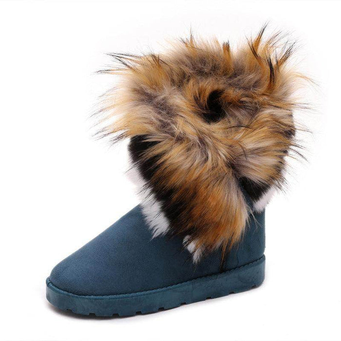 Winter Snow Boots Thick Fluffy Fox Fur Waterproof Non-slip Warm Cotton - Magellan Fashion Shop