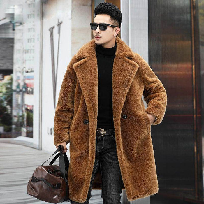 Men's Winter New Thickened Cashmere Long Warm Fur Coat - Magellan Fashion Shop