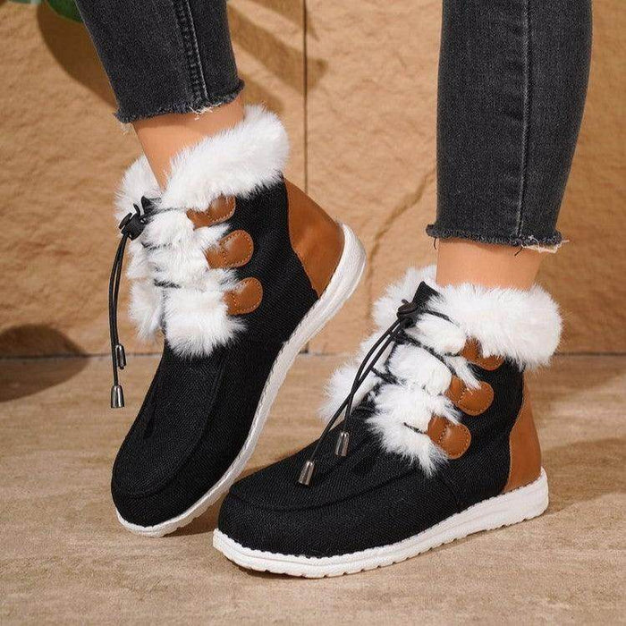 Fashion Round Toe Snow Boots Winter Warm Plush - Magellan Fashion Shop