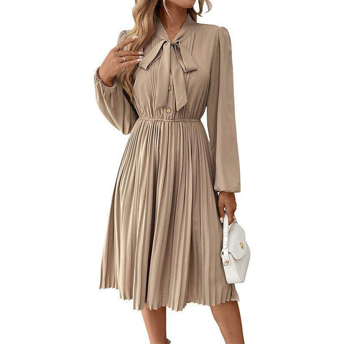 Bow Collar Lace-up Buckle Dress - Magellan Fashion Shop