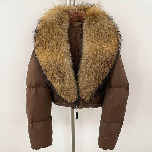 Fox Fur Collar Thick Short Down Jacket Coat - Magellan Fashion Shop