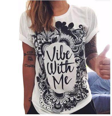 Punk Rock Sunflower Eyes Fashion Vintage Letter Print T-shirt - Magellan Fashion Shop