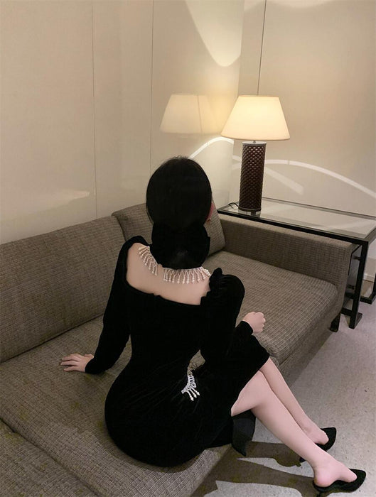 Puffy Sleeves Square Collar  Dress