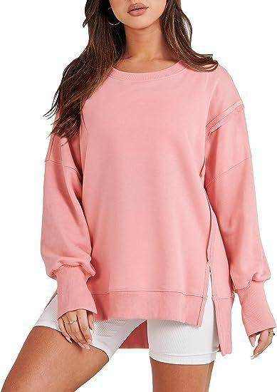 Solid Oversized Sweatshirt Crew Neck Long Sleeve - Magellan Fashion Shop