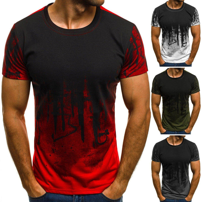 E-BAIHUI Men Fitness Compression T-Shirt Casual Cotton Black And Red Gradient High Quality Slim Shirt Men Fashion Tee Tops CG002 - Magellan Fashion Shop