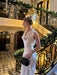 White Satin Draped Collar Backless Dress - Magellan Fashion Shop