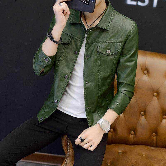 Motorcycle leather jacket men's coat leather jacket - Magellan Fashion Shop