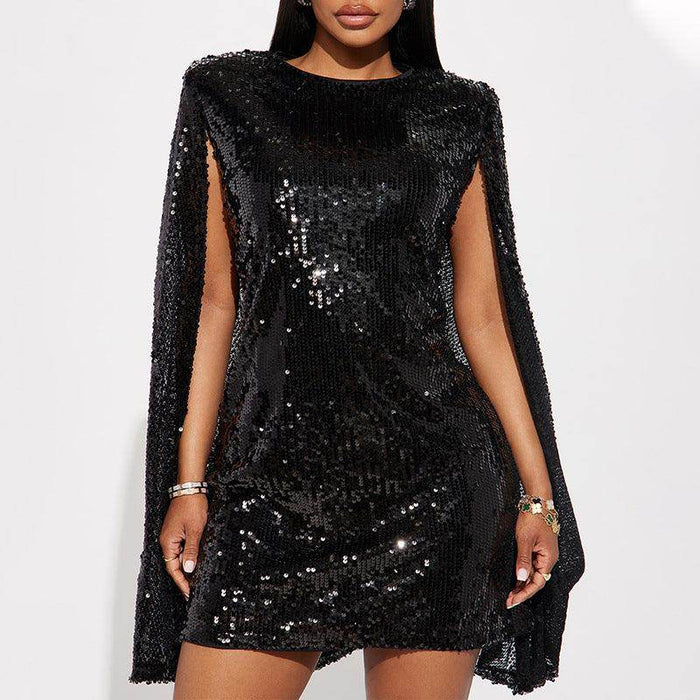 Fashion Stand Collar Sequins Dress Loose Women's Wear - Magellan Fashion Shop