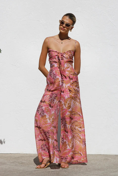 Stylish Floral Print Wrap Front Jumpsuit
