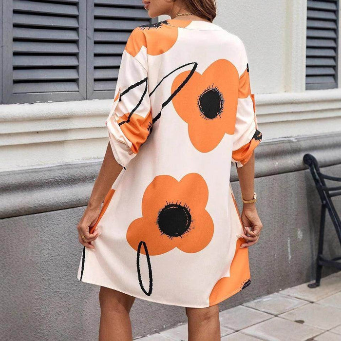V-neck Long Sleeve Shirt Dress Women - Magellan Fashion Shop