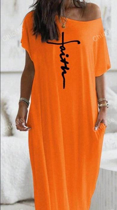 Letter Printed Super Loose Casual Maxi Dress - Magellan Fashion Shop