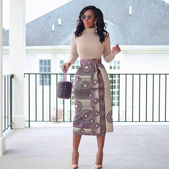 Women's Printed High Waist Hip Skirt Elastic Slim Fit - Magellan Fashion Shop