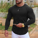 Men Tight Top Elastic Quick Drying Cotton Blend Long Sleeve T Shirt for Fitness Running Black XXL - Magellan Fashion Shop