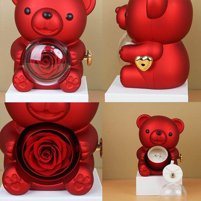 Rotating Bear Gift Box Rose Jewelry Box - Magellan Fashion Shop