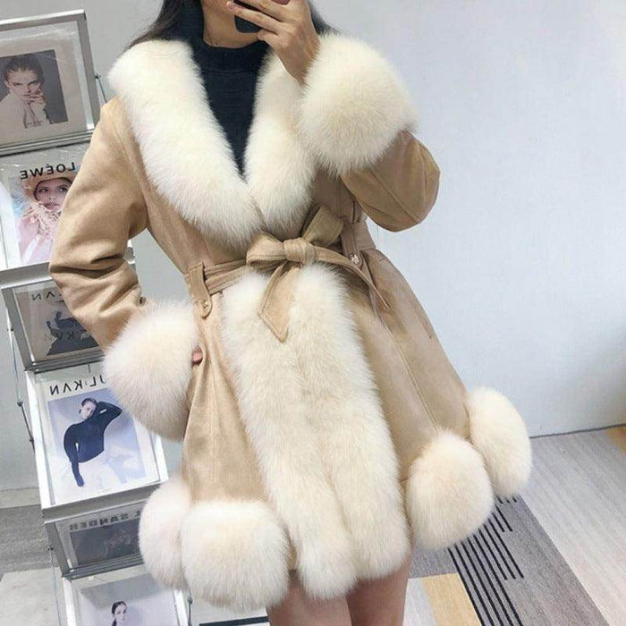 Leather Coat Suede Fur Integrated Mid-length - Magellan Fashion Shop