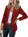 Women's Long Sleeve Solid Color Polo Collar Small Suit Jacket - Magellan Fashion Shop