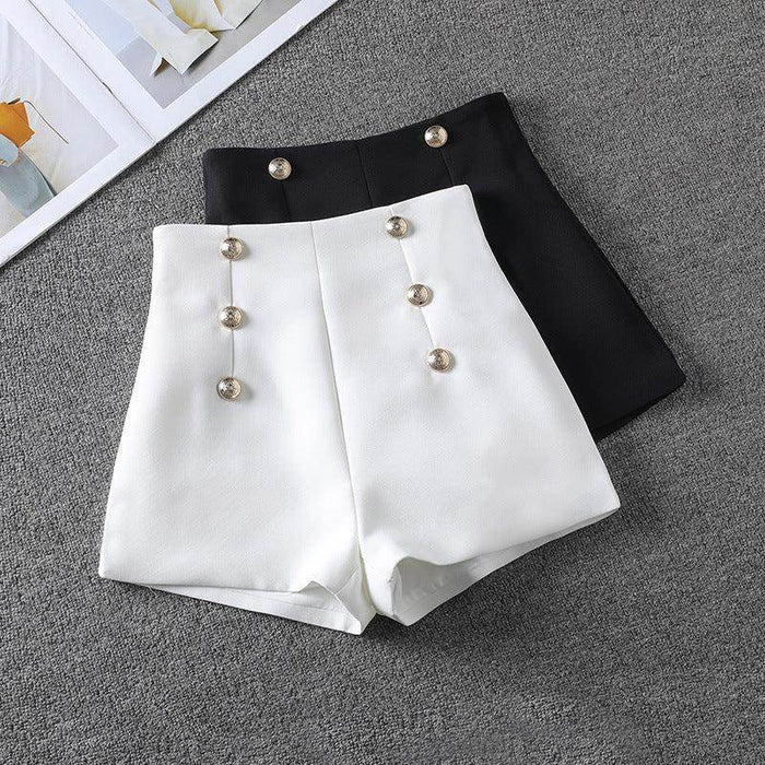 High Waist Double Breasted Design Suit Shorts - Magellan Fashion Shop