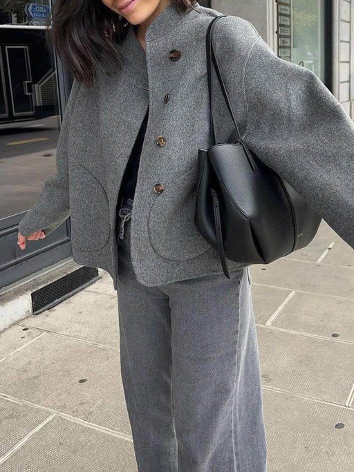 Woolen Short Jacket Fashionable All-match Outside Seam Pocket - Magellan Fashion Shop