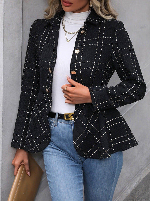 Women's Lapel Ruffled Slim Double-breasted Blazer - Magellan Fashion Shop