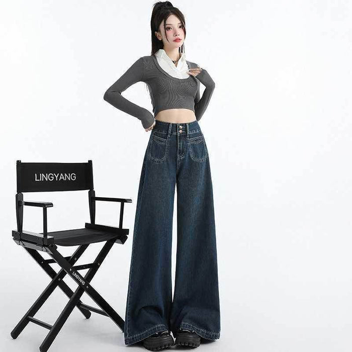 Draping Mop All-matching Straight Jeans For Women - Magellan Fashion Shop