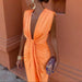 Solid Color Lace High Waist V-neck Dress - Magellan Fashion Shop