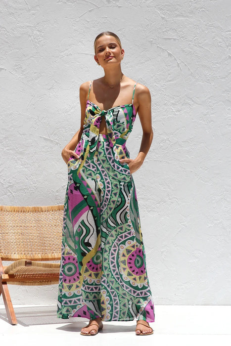 Stylish Floral Print Wrap Front Jumpsuit