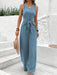 Blue V-Neck Twist Strap Jumpsuit For Women - Magellan Fashion Shop