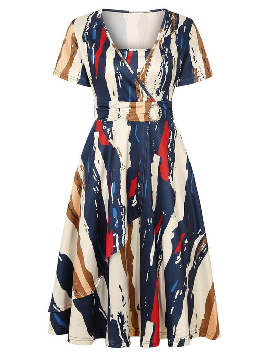 Independent Station Fashion Elegant Asymmetry Large Skirt V-neck Dress Party Evening Dress - Magellan Fashion Shop