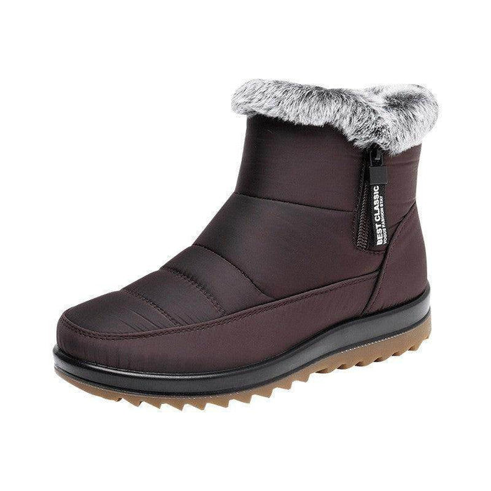 Winter Snow Boot With Side Zipper Fashion Warm Plush Ankle Boots Women's Fleece Short Shoes - Magellan Fashion Shop